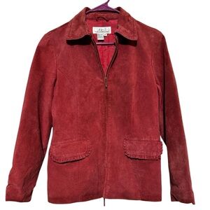 Aria Brick‎ Red Pink Genuine Leather Boho Western Lace Up Jacket Womens Small